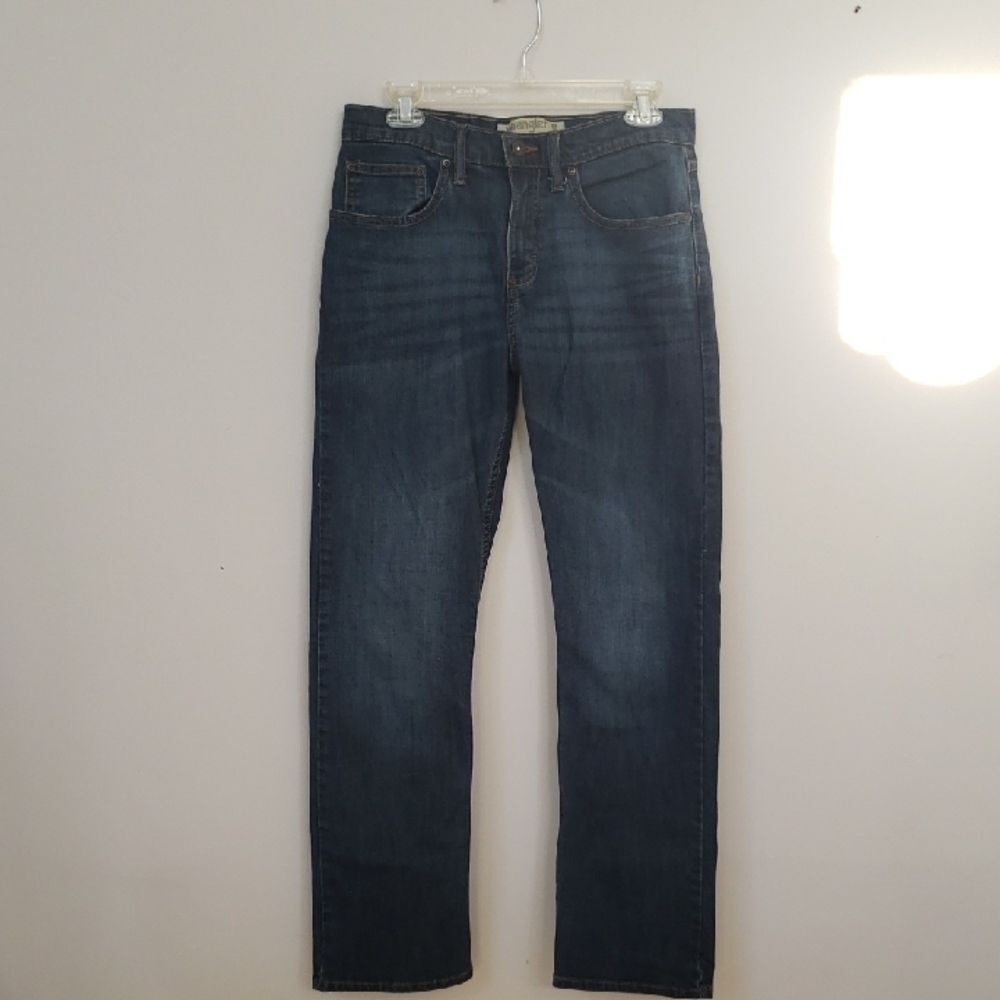 Wrangler Denim Mens 30x30 Slim Straight Dark Wash Jeans Western Chore Utility